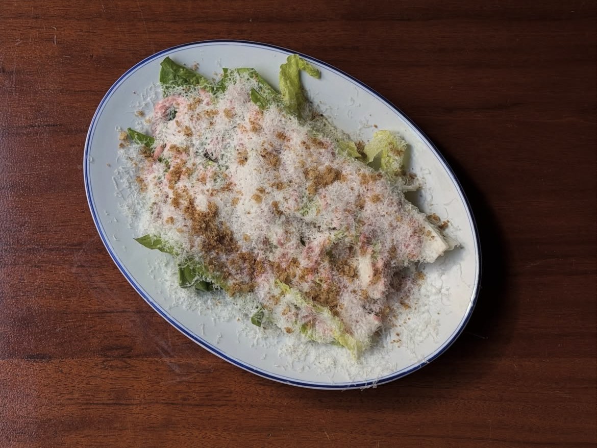Romaine lettuce with Caesar-ish dressing